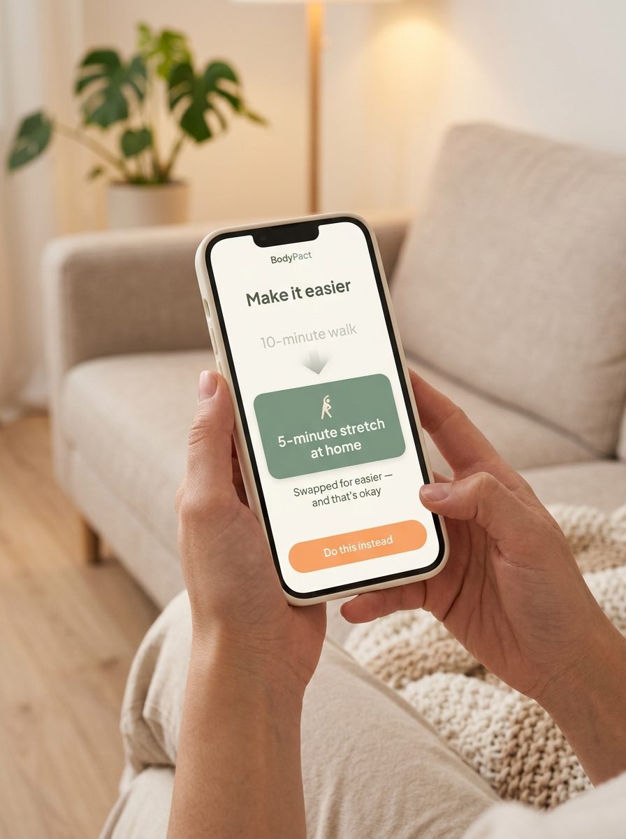 BodyPact app: Swap for easier screen